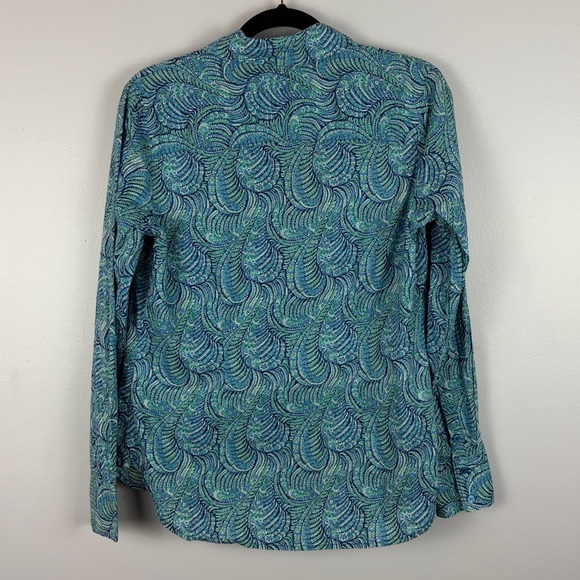 Liberty Art Fabrics Paisley Button Up Shirt Blue Green Cotton Small - Picture 12 of 13